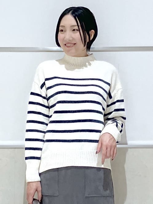 eriko さんの「Dessin｜【洗える】ハイネックベロアモールニット」を使ったコーディネート