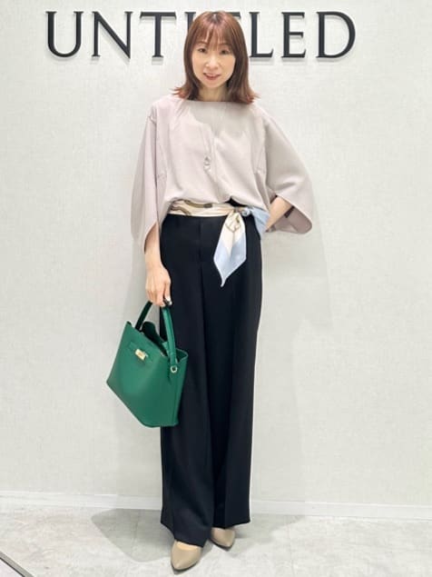 Miwaさんの「UNTITLED｜【接触冷感/UVカット/ウエストゴム】センタープレスツイルパンツ」を使ったコーディネート