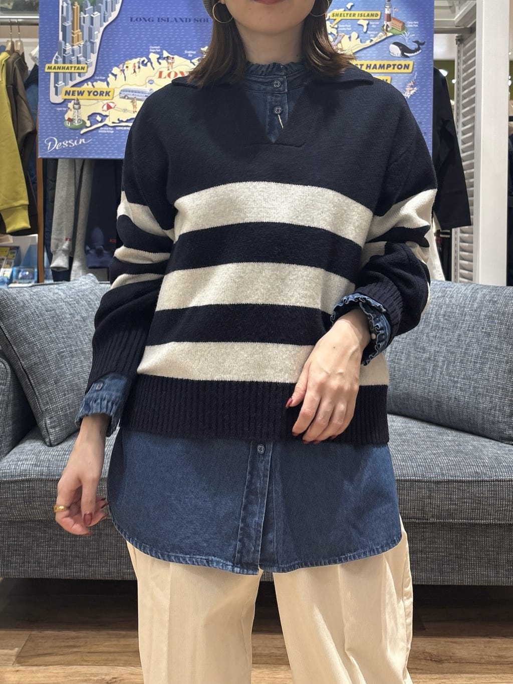 risaさんの「Dessin｜【セットアップ可・洗える】マリンコーデュロイパンツ」を使ったコーディネート