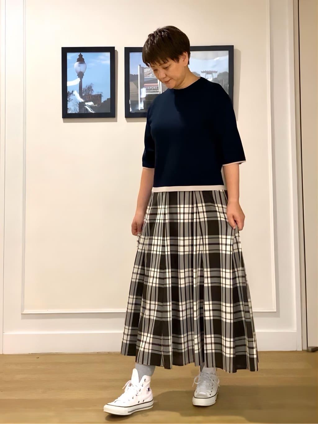 Hiroさんの「Dessin｜【洗える】バイカラーショート丈ニット」を使ったコーディネート