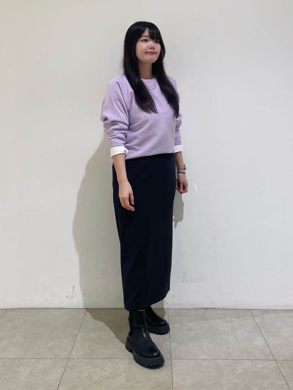 emikaさんの「INDIVI｜【洗える／体型カバー】美シルエットニット」を使ったコーディネート