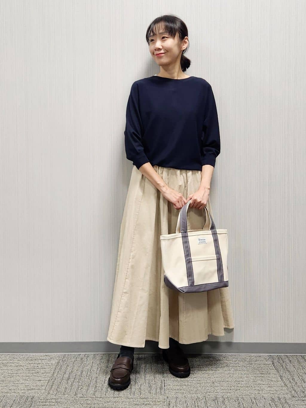 naraさんの「Dessin｜【洗える】後ろボタンニットプルオーバー七分袖」を使ったコーディネート