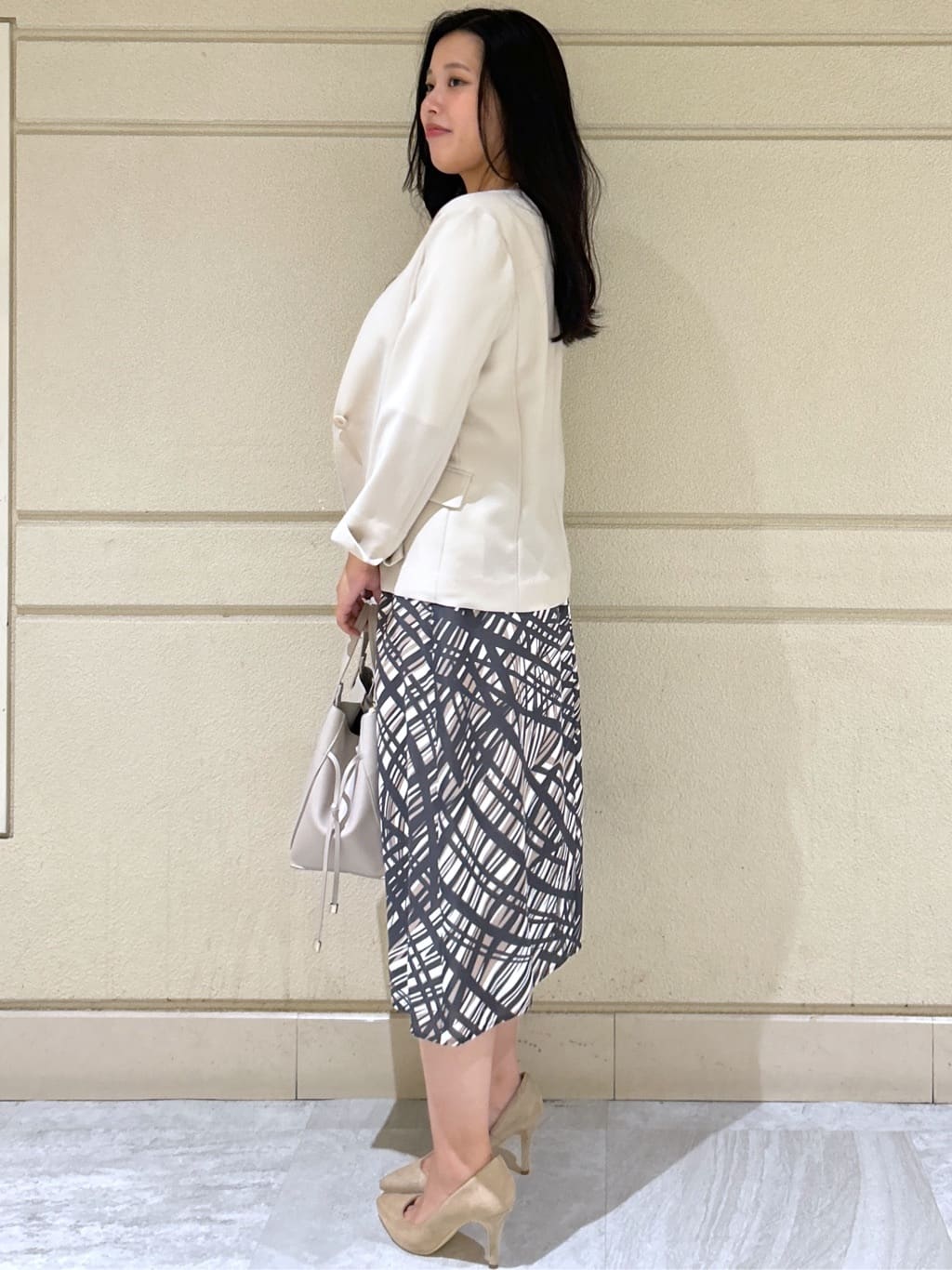 Momokaさんの「COUP DE CHANCE｜【洗える／日本製／ハートネック】5分袖ラメ入りニットトップス」を使ったコーディネート