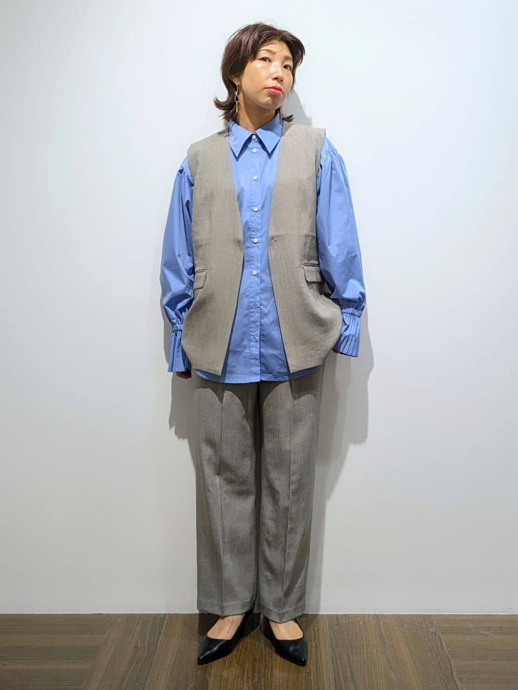 4410さんの「THE SHOP TK｜ビジネスセミワイドパンツ【セットアップ可/洗濯機OK】/CAVIANシリーズ」を使ったコーディネート