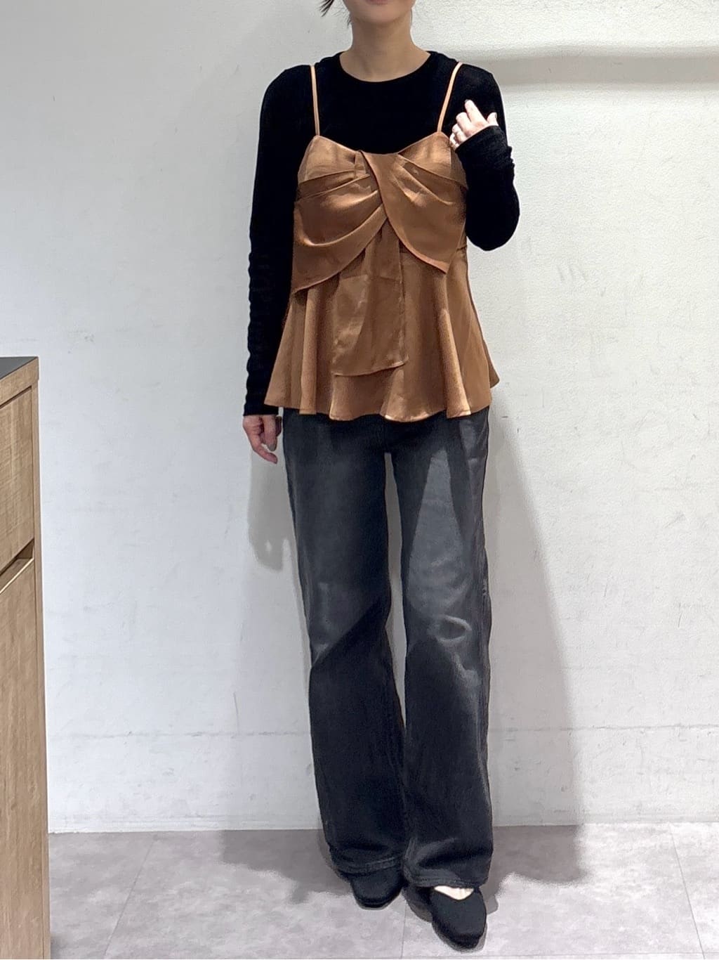 たけねぇさんの「OPAQUE.CLIP｜サテンキャミブラウス【洗濯機OK】」を使ったコーディネート