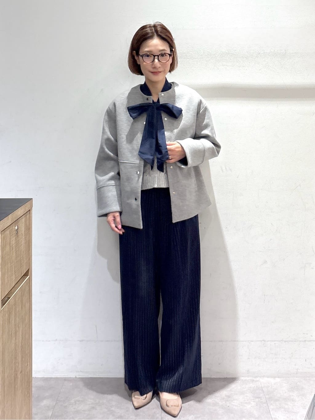 たけねぇさんの「OPAQUE.CLIP｜ウールライクメルトンノーカラーコート【洗濯機洗い可】」を使ったコーディネート