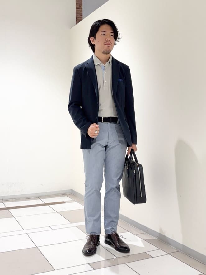 及川さんの「TAKEO KIKUCHI｜【360&deg;ストレッチ／セットアップ対応】None Of Stress ジャケット」を使ったコーディネート