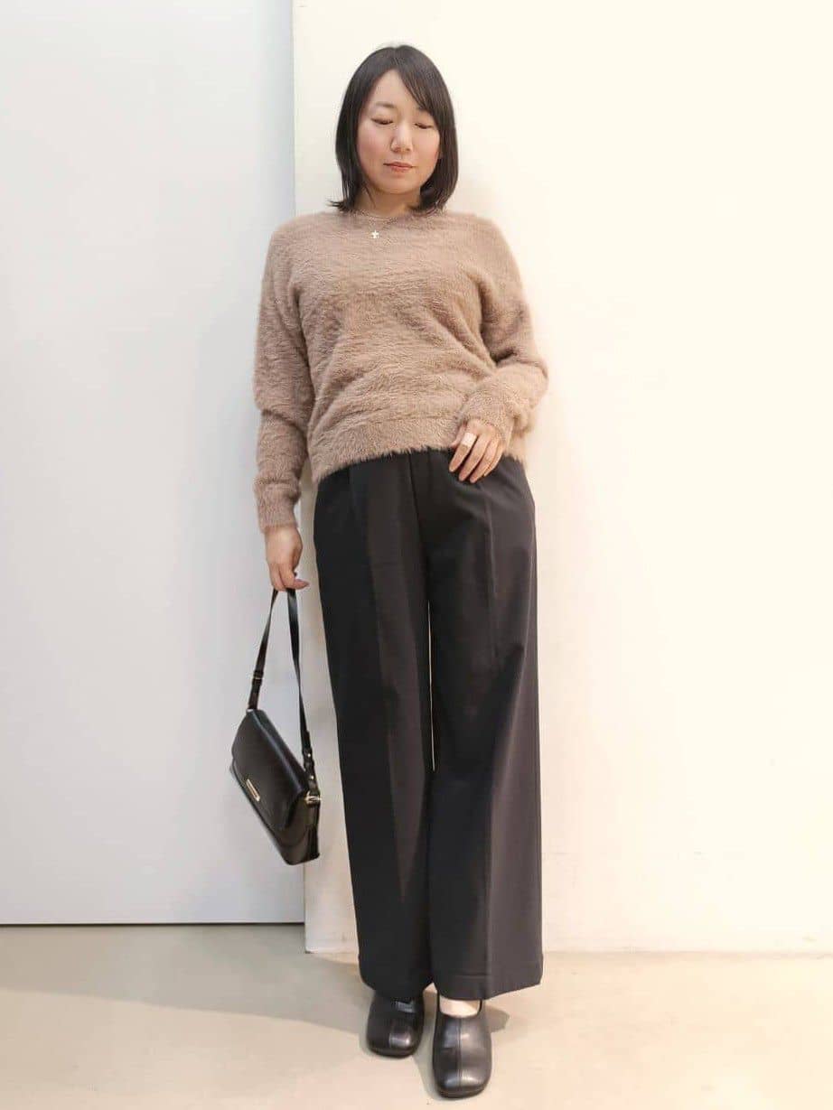 あんさんの「THE SHOP TK｜クラシカルな装い ウールライクスタンドカラーコート」を使ったコーディネート