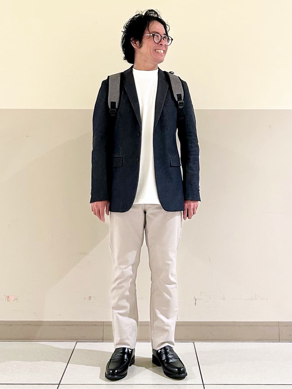 KENJI Iさんの「THE SHOP TK｜エバーデニムジャケット【色落ちしにくい/洗濯機OK/ストレッチ/セットアップ可】」を使ったコーディネート