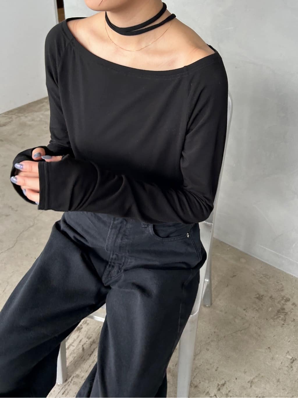 harunaさんの「CODE A｜off－shoulder jersey top」を使ったコーディネート