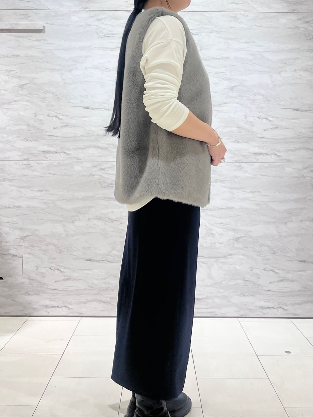 hasuさんの「INDIVI｜ミンク調フェイクファージレ」を使ったコーディネート