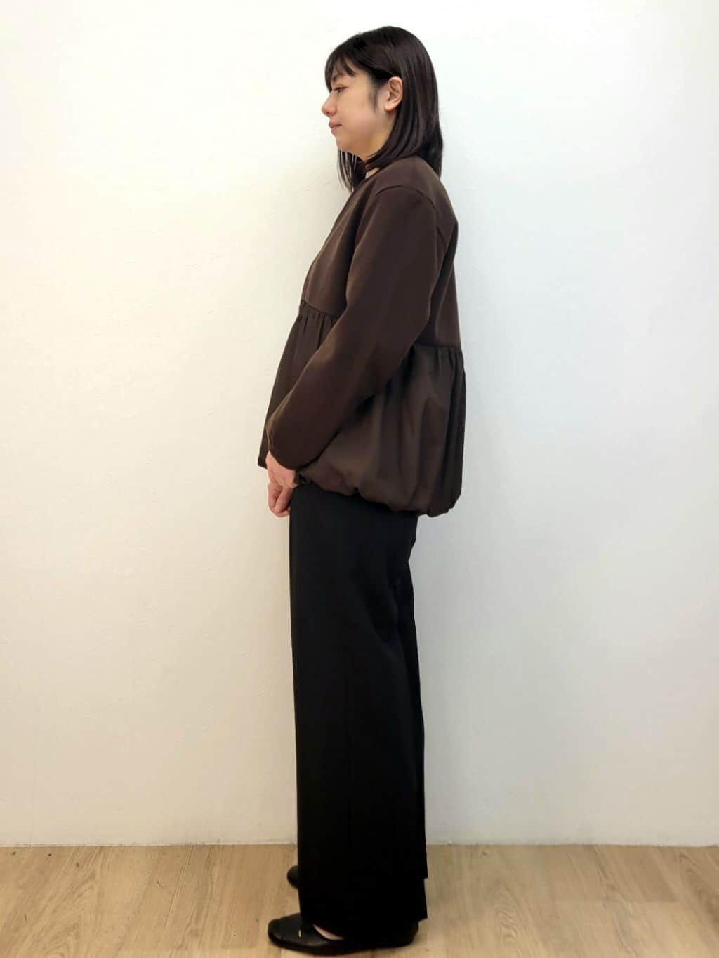 LISAさんの「OPAQUE.CLIP｜ウールライクペプラムドッキングアウター【洗濯機洗い可】」を使ったコーディネート