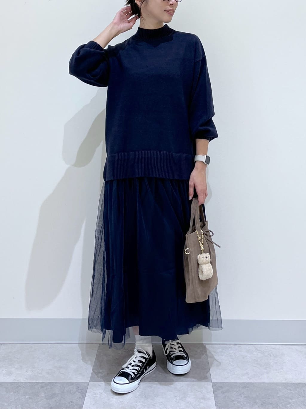 canaさんの「Dessin｜【洗える】ニットチュールドッキングワンピース」を使ったコーディネート