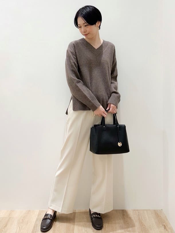 yurieさんの「OPAQUE.CLIP｜ウォームタッチ イージーワイドパンツ【洗濯機洗OK／ストレッチ】≪SS～LL≫」を使ったコーディネート