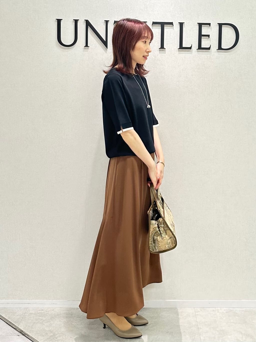 Miwaさんの「UNTITLED｜【アンサンブル可/薄手/洗える】5分袖クルーニット」を使ったコーディネート
