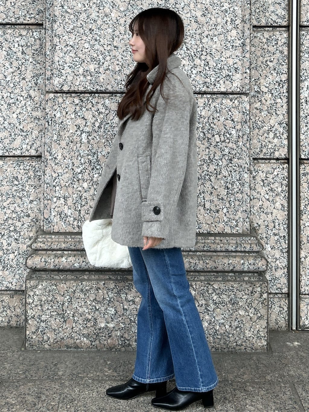 sayaさんの「OPAQUE.CLIP｜【es】《Mapel／マペル》シャギーミドルコート」を使ったコーディネート