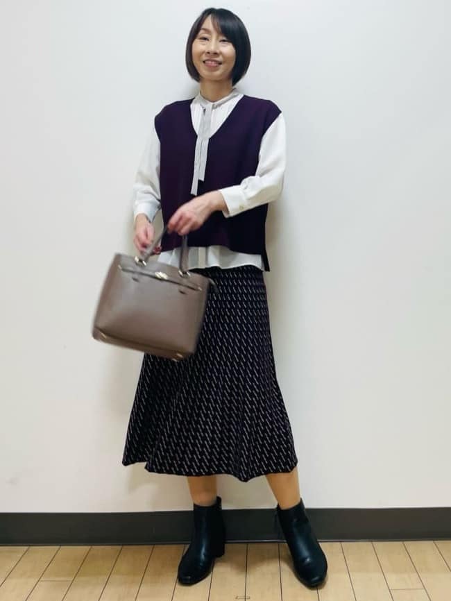 Riiさんの「Reflect｜【配色ボウタイ付き】八分袖ジョーゼットブラウス」を使ったコーディネート