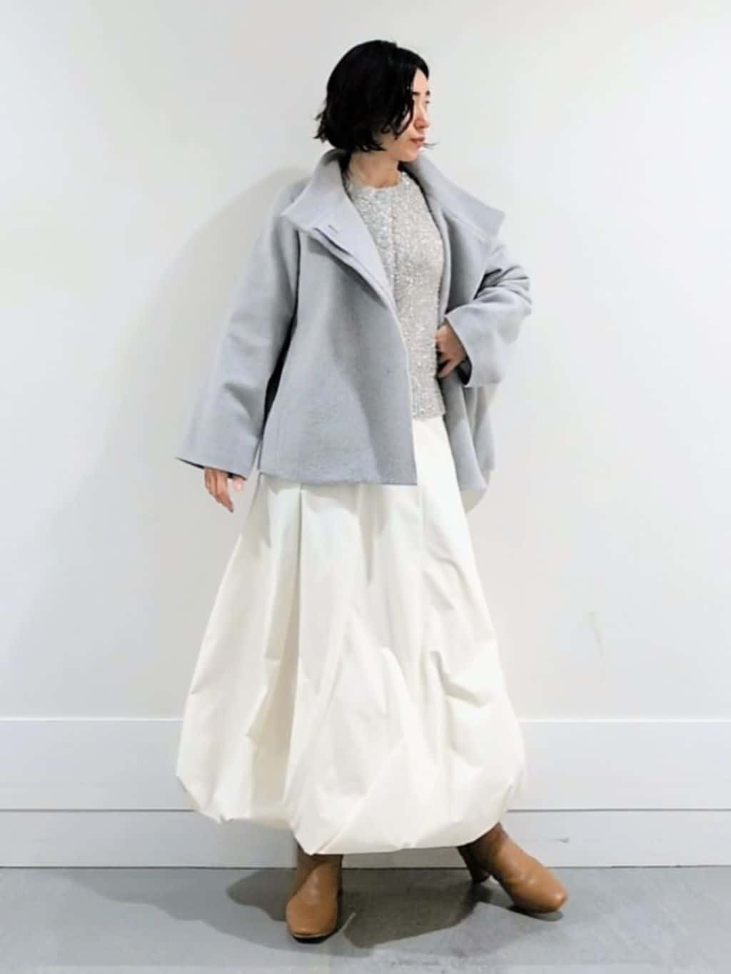 ミズタさんの「UNTITLED｜【着回しが効く／オンオフアウター】ウールショートコート」を使ったコーディネート