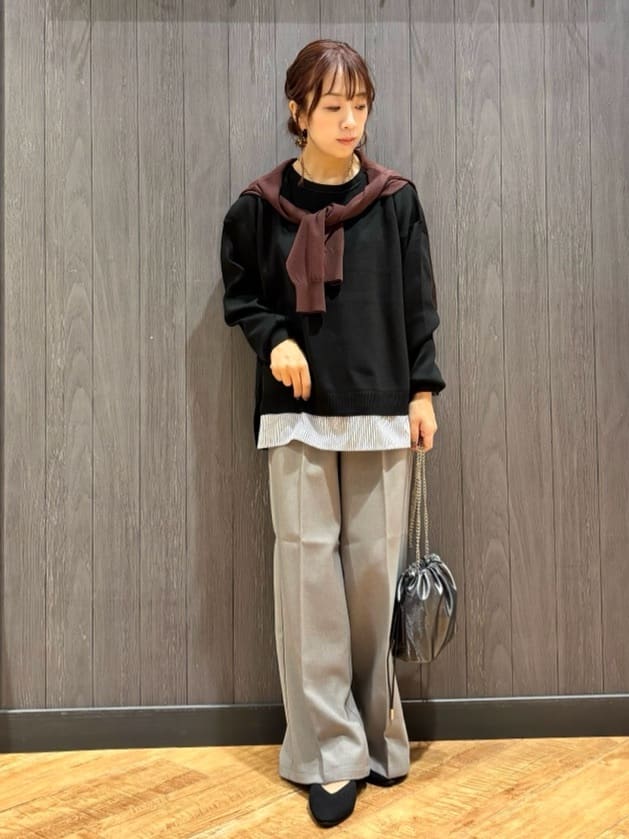 meiさんの「SHOO･LA･RUE｜【洗える/S-LL】上品なラメ使い クルーネック ニットカーディガン」を使ったコーディネート