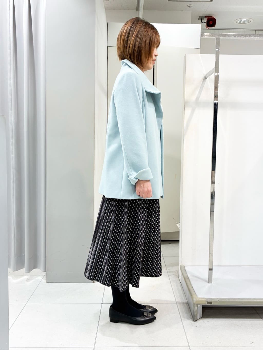 たみちゃんさんの「Reflect｜【SS-4Lサイズ／衿が顔に当たらない◎】スタンドネックミドルコート」を使ったコーディネート
