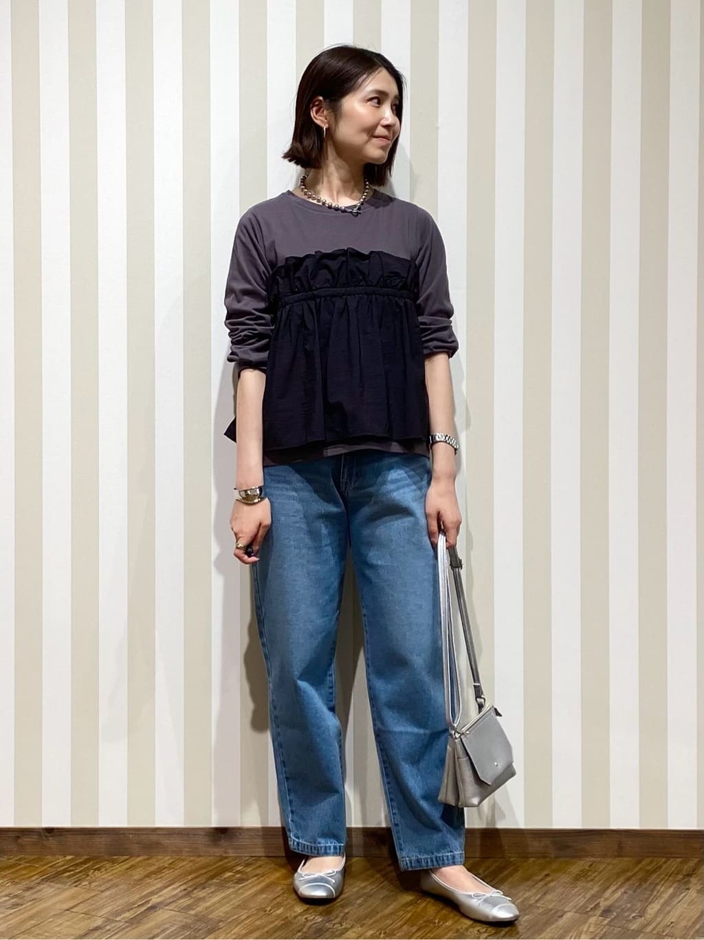 SAOさんの「SHOO･LA･RUE｜【洗える/S-LL/アンサンブル可】大人フェミニン さらっとタッチのニットカーディガン」を使ったコーディネート