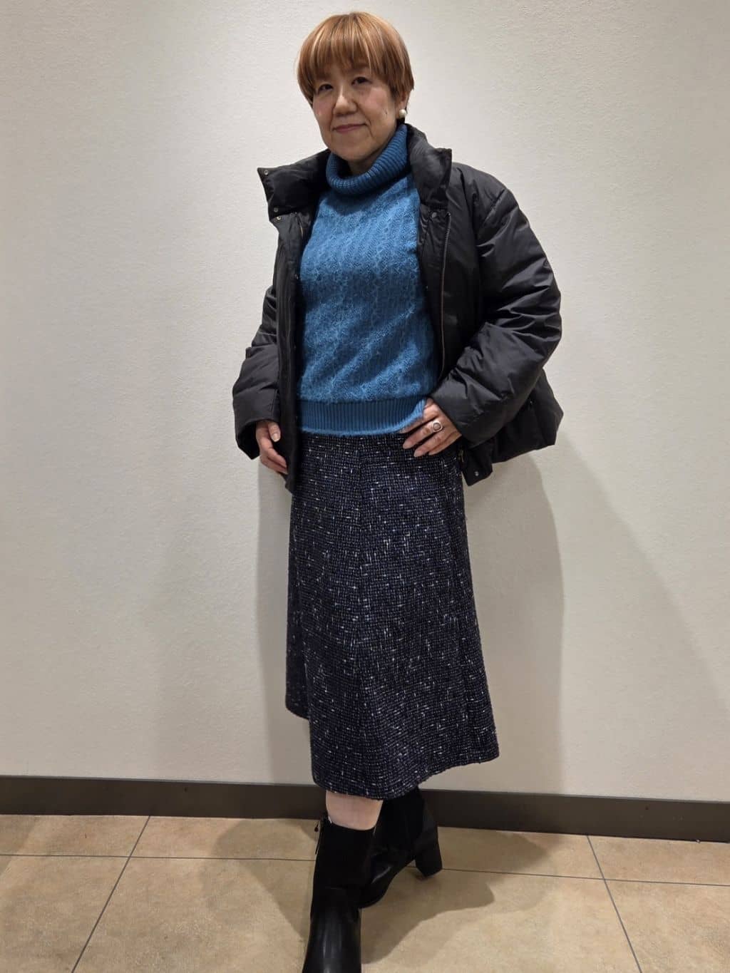 yoshiさんの「Reflect｜【広がりすぎない／美シルエット◎】ツイードフレアスカート」を使ったコーディネート
