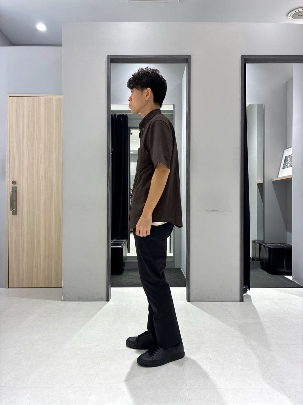わいずみさんの「TAKEO KIKUCHI｜【COOL CITY WEAR】ストライプジャージ ボタンダウンシャツ /接触冷感」を使ったコーディネート