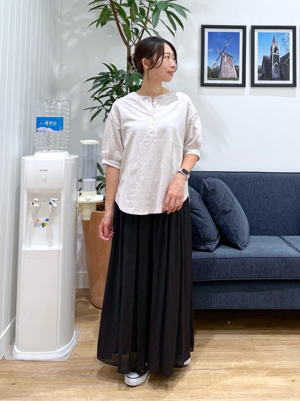 canaさんの「Dessin｜【360度可愛い/前後2WAY/洗える】ライトコットンヘンリーカットソー」を使ったコーディネート