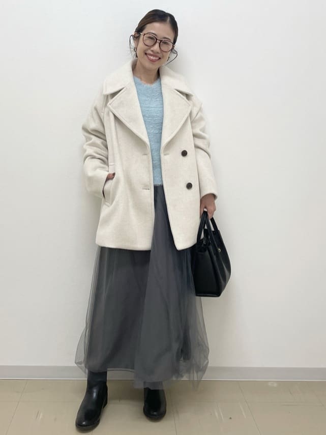Akiさんの「OPAQUE.CLIP｜カシミヤブレンドウールミドルピーコート」を使ったコーディネート