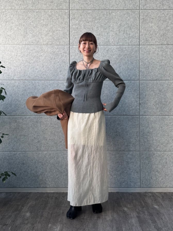 designer yukaさんの「CODE A｜femi gather rib knit」を使ったコーディネート