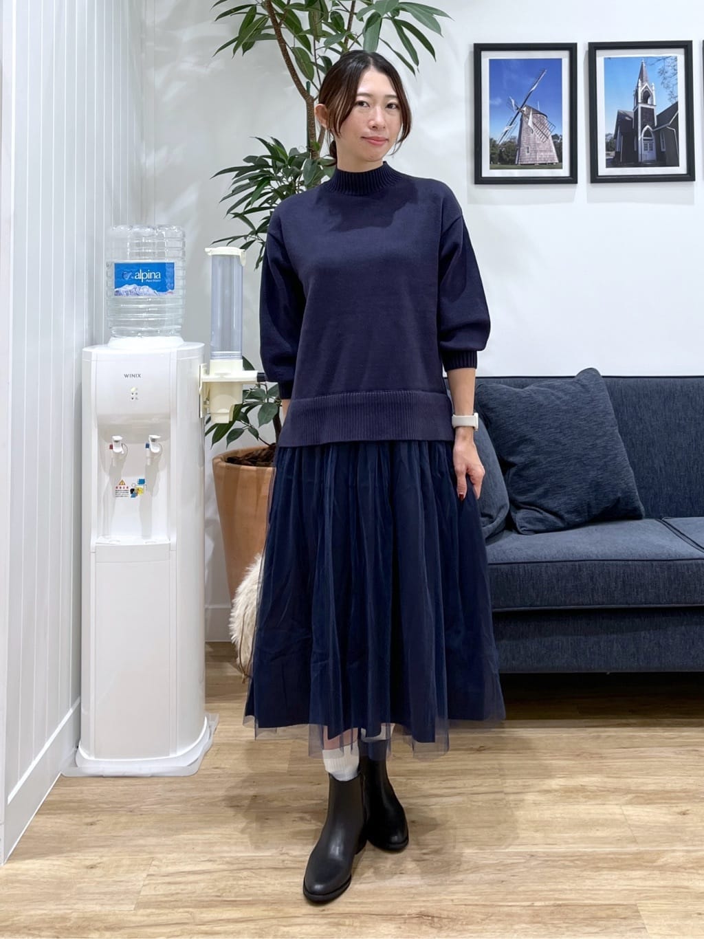 canaさんの「Dessin｜【洗える】ニットチュールドッキングワンピース」を使ったコーディネート