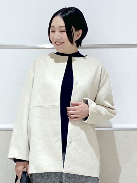eriko さんの「Dessin｜ウール混クルーネックコート」を使ったコーディネート
