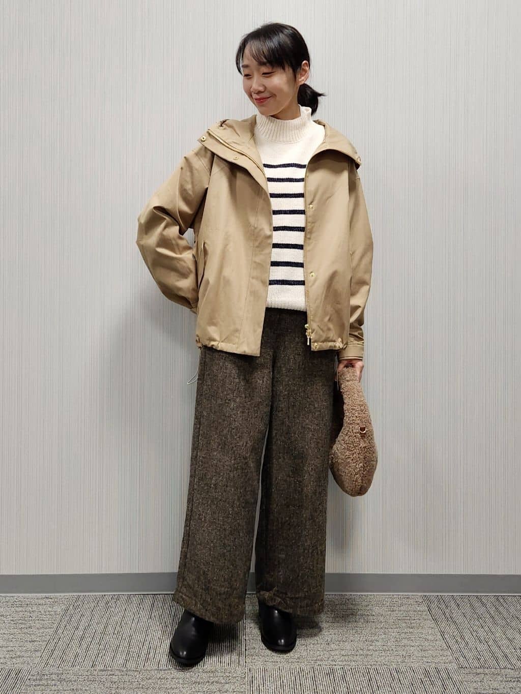 naraさんの「Dessin｜【洗える】ハイネックベロアモールニット」を使ったコーディネート