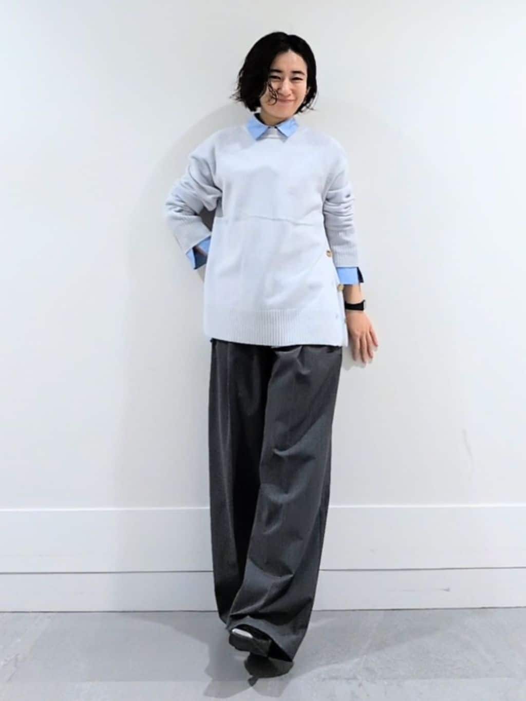 ミズタさんの「UNTITLED｜【重ね着もおすすめ/洗える】ウールカシミヤ クルーネックニット」を使ったコーディネート