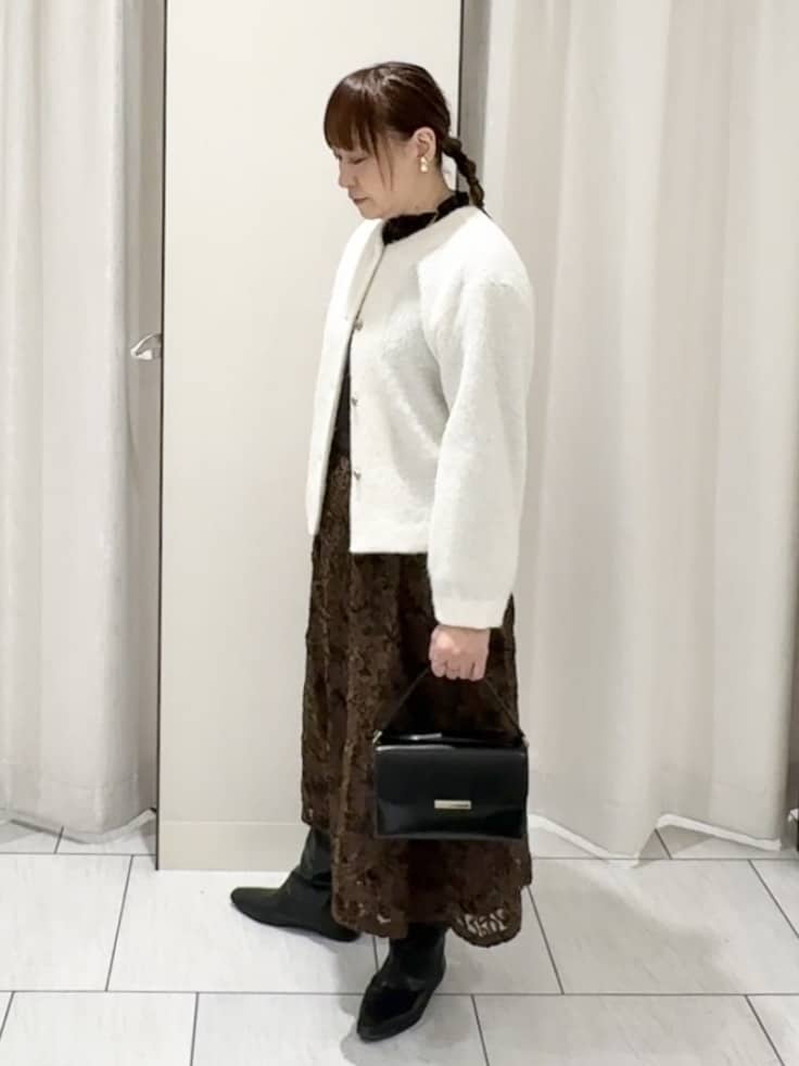 ʏᴜᴋɪᴋᴏさんの「UNTITLED｜【ジャケット風/メタルボタン】アルパカ混シャギーカーディガン」を使ったコーディネート