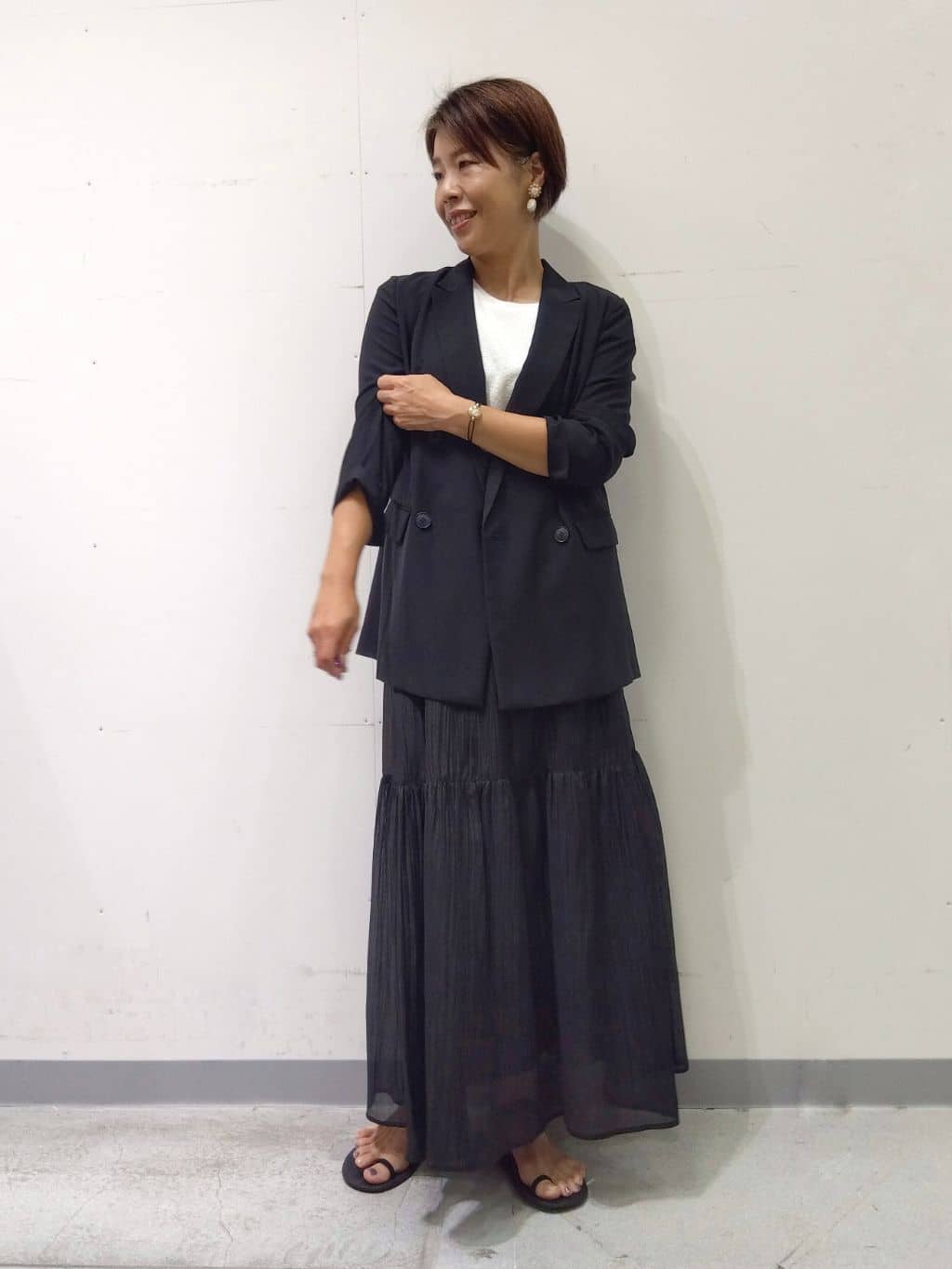 Kさんの「INDIVI｜【軽く羽織れる！】ダブルジャケット」を使ったコーディネート