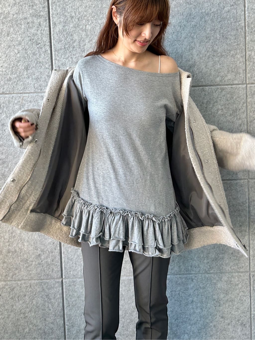 harunaさんの「CODE A｜easy ruffled tee」を使ったコーディネート