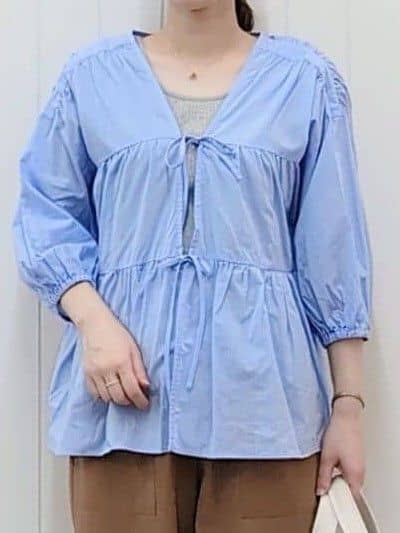 itoさんの「Dessin｜【洗える】フロントリボン七分袖ブラウス」を使ったコーディネート