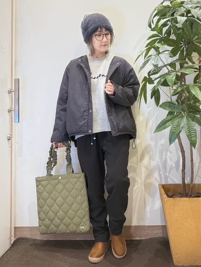 misakiさんの「SHOO･LA･RUE｜【洗濯機可/撥水/リバーシブル】 ノーカラー中綿ブルゾン」を使ったコーディネート