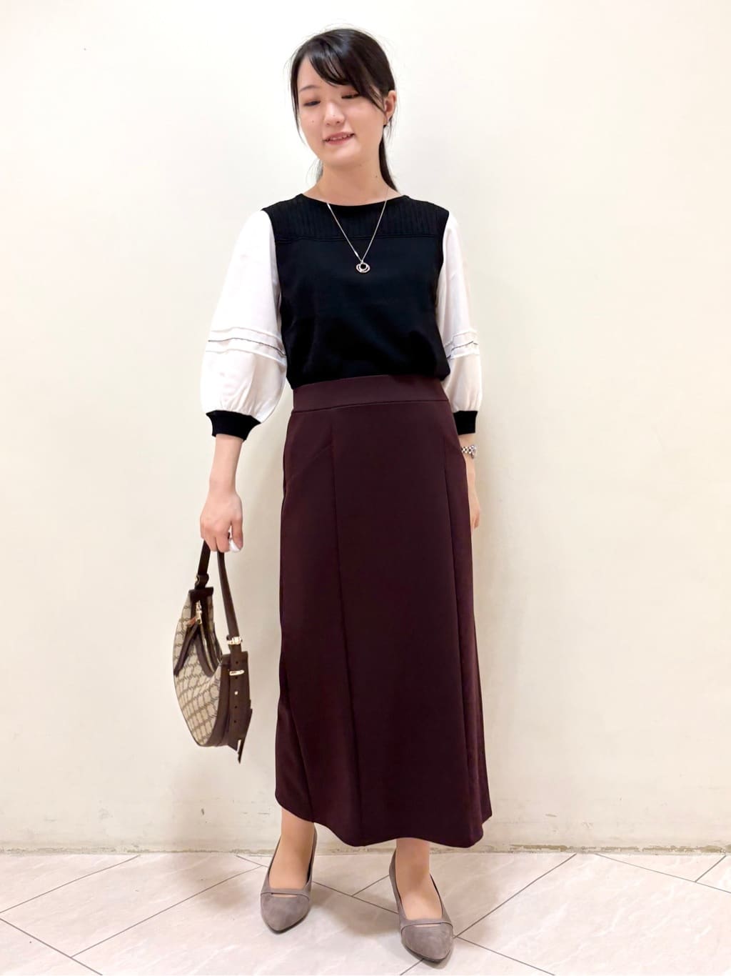 mikiさんの「Reflect｜【WEB先行カラーあり／手洗い可】ジョーゼットスリーブ&times;ニット」を使ったコーディネート