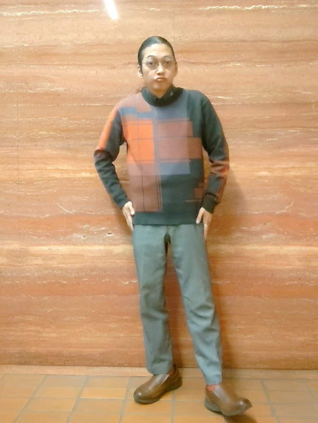 かしげるさんの「TAKEO KIKUCHI｜ランダム チェック ジャカード ニット」を使ったコーディネート