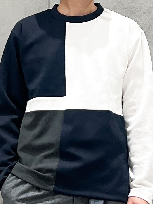 SHI-MAさんの「THE SHOP TK｜【一枚で着映える】パターンブロッキング長袖Tシャツ 洗濯機OK」を使ったコーディネート