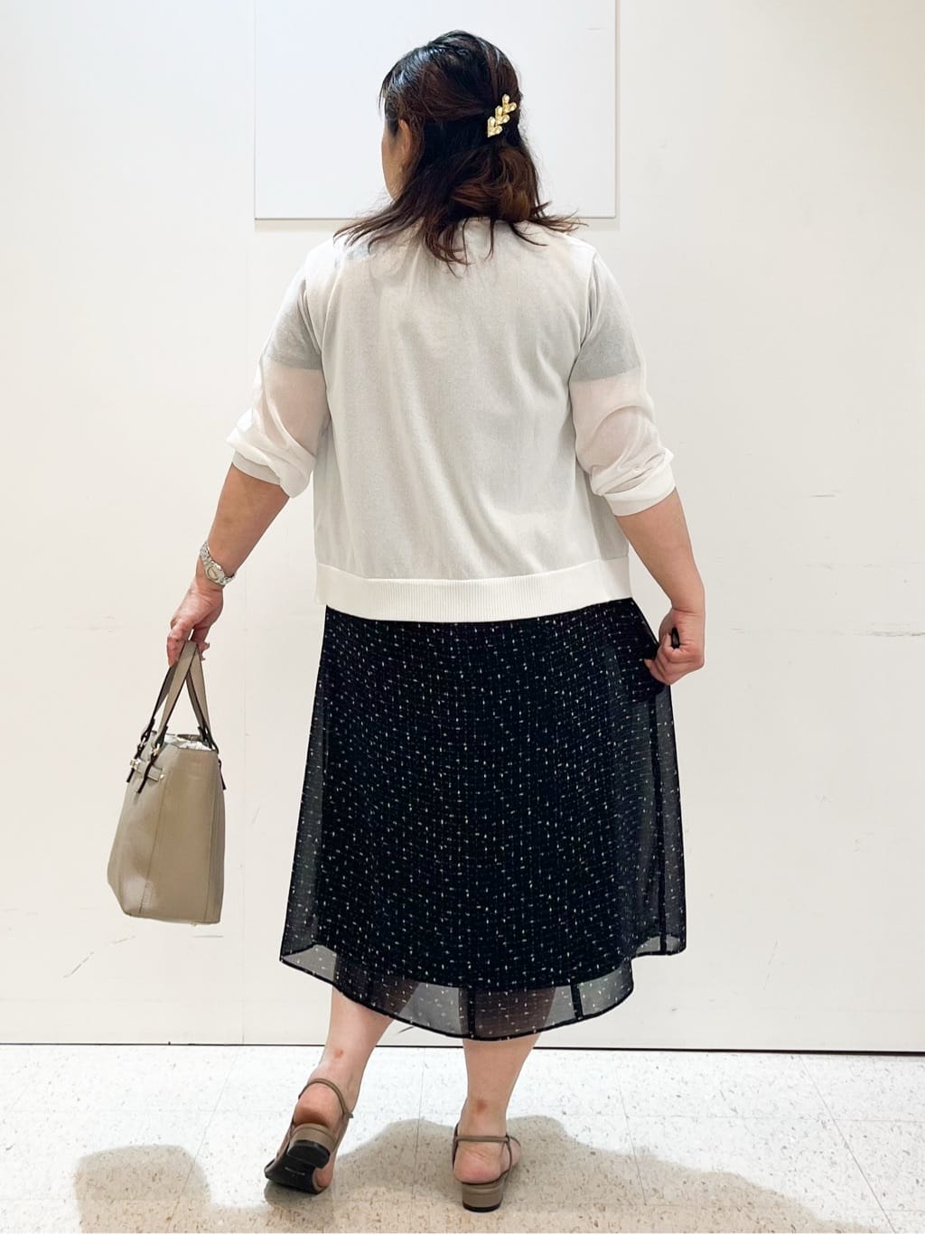 kimmyさんの「Reflect｜【WEB先行カラーあり／マシンウォッシュ可／ナローベルト付き】オフボディツイードチェックワンピース」を使ったコーディネート