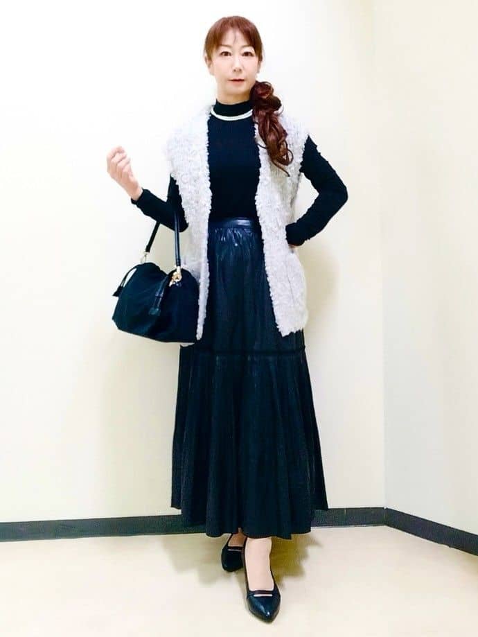 花さんの「Reflect｜【重ね着に大活躍◎／暖か保湿素材】プチタートルネックニット」を使ったコーディネート