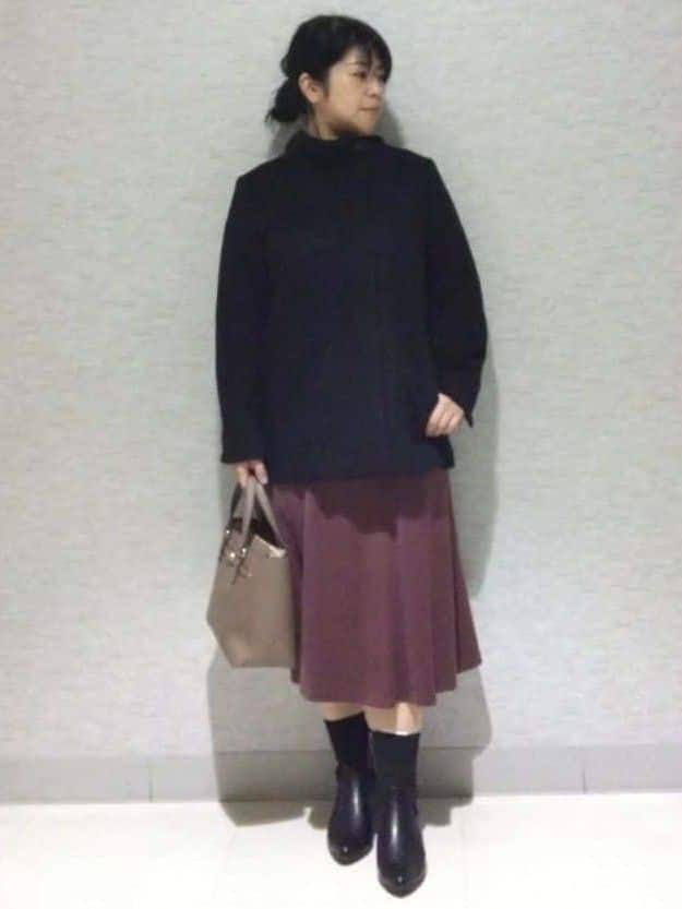 sakoさんの「Reflect｜【SS-4Lサイズ／衿が顔に当たらない◎】スタンドネックミドルコート」を使ったコーディネート