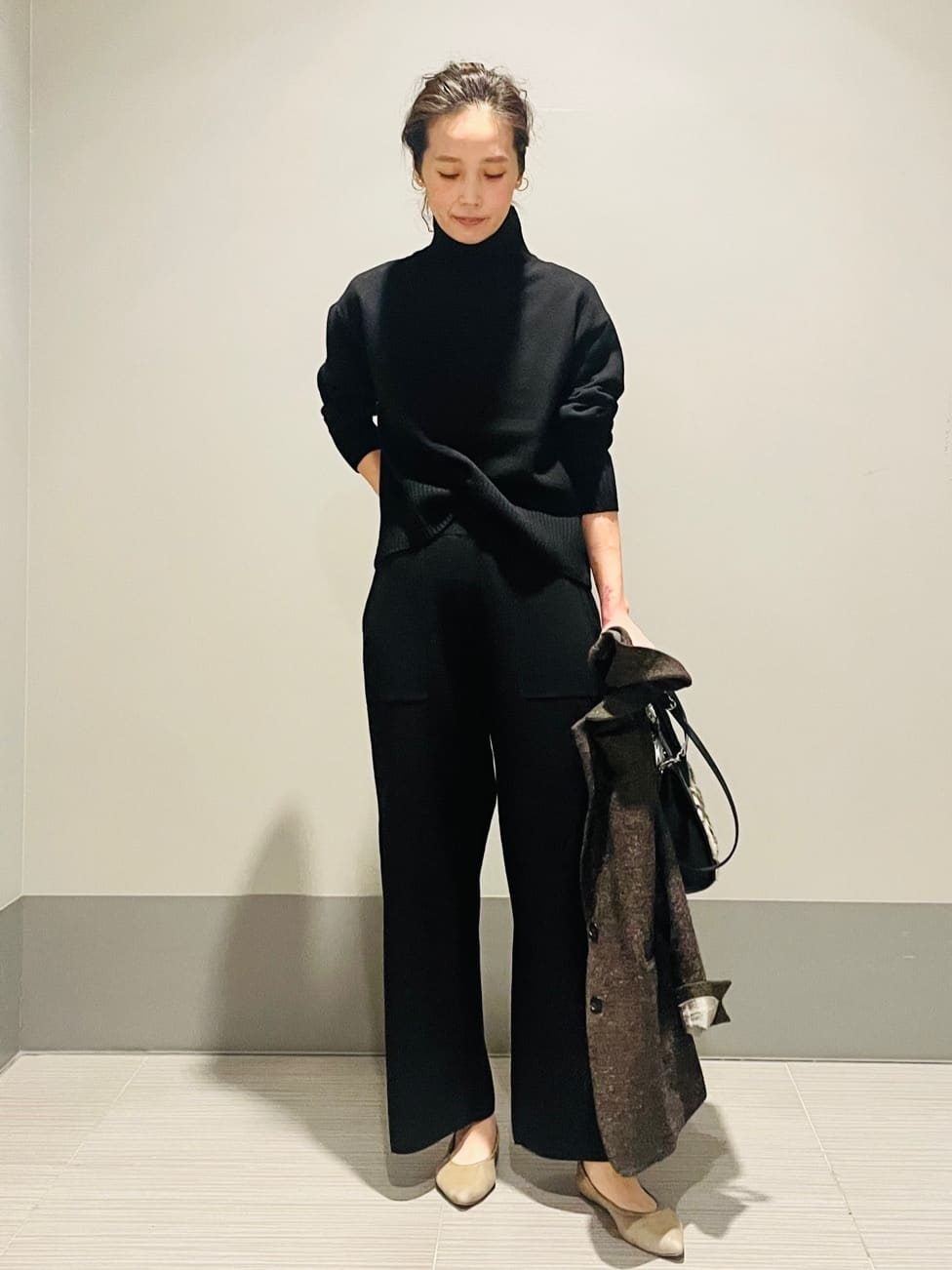Annさんの「DRESSTERIOR｜◆TICCA（ティッカ）ミラノリブワイドニットパンツ」を使ったコーディネート