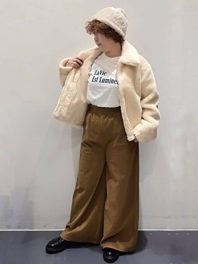 ゆきをさんの「OPAQUE.CLIP｜ステンカラーボアブルゾン【洗える】」を使ったコーディネート