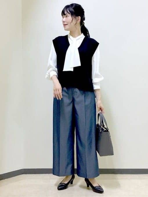  beni_gingerさんの「Reflect｜【きちんと見え／通勤／セレモニーにおすすめ◎】ドット柄ボウタイブラウス」を使ったコーディネート