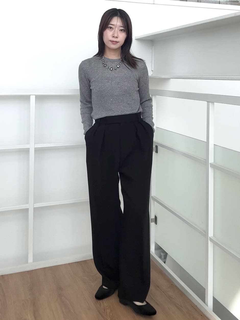 RINAさんの「OPAQUE.CLIP｜【es】ラメスパンコールリブニット【洗える】」を使ったコーディネート