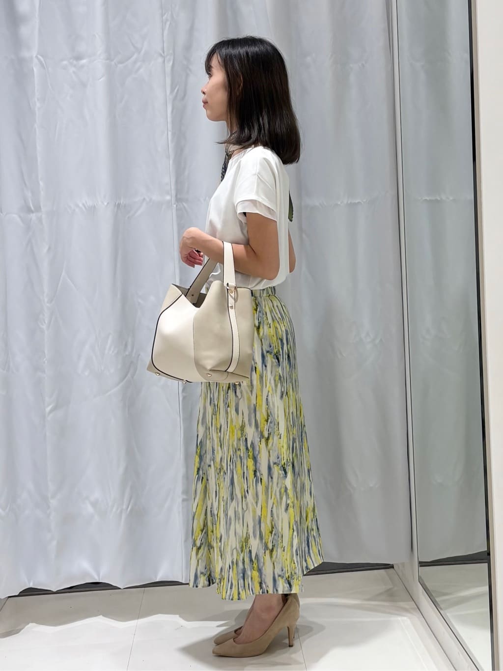 みさきさんの「COUP DE CHANCE｜【手洗い可／日本製】プリント柄スカート」を使ったコーディネート